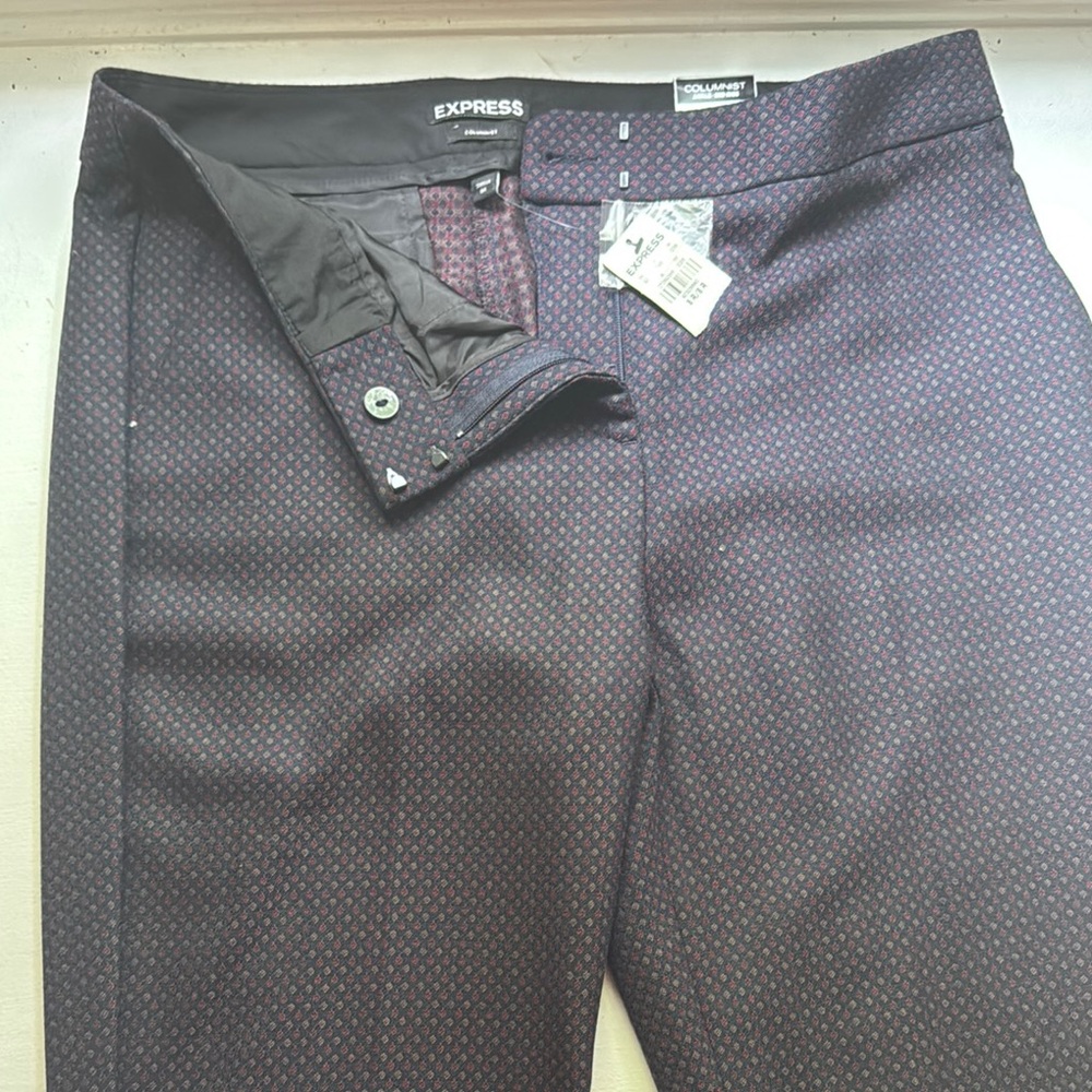 Express Black and Red Dress Pants with Sophisticated Pattern